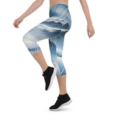 Wanderer und Bergsteiger im Schneesturm: Acrylgemälde der Alpen - Capri Leggings (All-Over Print) wandern xxx yyy zzz