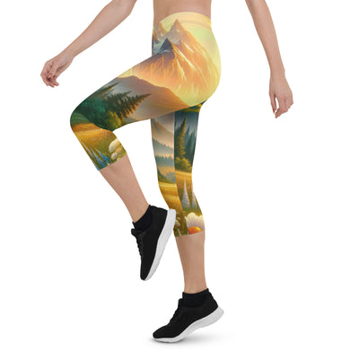 Heitere Alpenschönheit: Schneeberge und Wildblumenwiesen - Capri Leggings (All-Over Print) berge xxx yyy zzz