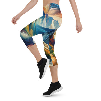 Abstrakte Kunst der Alpen mit lebendigen Farben und wirbelnden Mustern, majestätischen Gipfel und Täler - Capri Leggings (All-Over Print) berge xxx yyy zzz