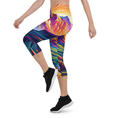 Bergpracht mit Schweizer Flagge: Farbenfrohe Illustration einer Berglandschaft - Capri Leggings (All-Over Print) berge xxx yyy zzz