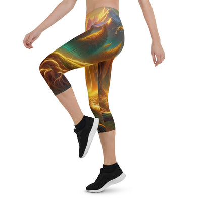 Golden-Stunde Alpenwald, Sonnenlicht durch Blätterdach - Capri Leggings (All-Over Print) camping xxx yyy zzz