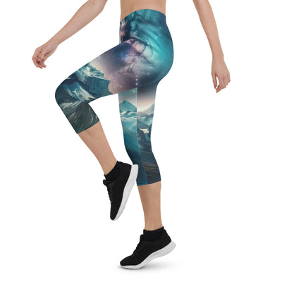 Alpennacht mit Milchstraße: Digitale Kunst mit Bergen und Sternenhimmel - Capri Leggings (All-Over Print) wandern xxx yyy zzz