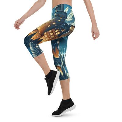 Mondhelle Schlossnacht in den Alpen, sternenklarer Himmel - Capri Leggings (All-Over Print) berge xxx yyy zzz