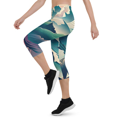 Bär im Panoramablick der Alpen, moderne Kunst-Gebirgsschichten - Capri Leggings (All-Over Print) camping xxx yyy zzz