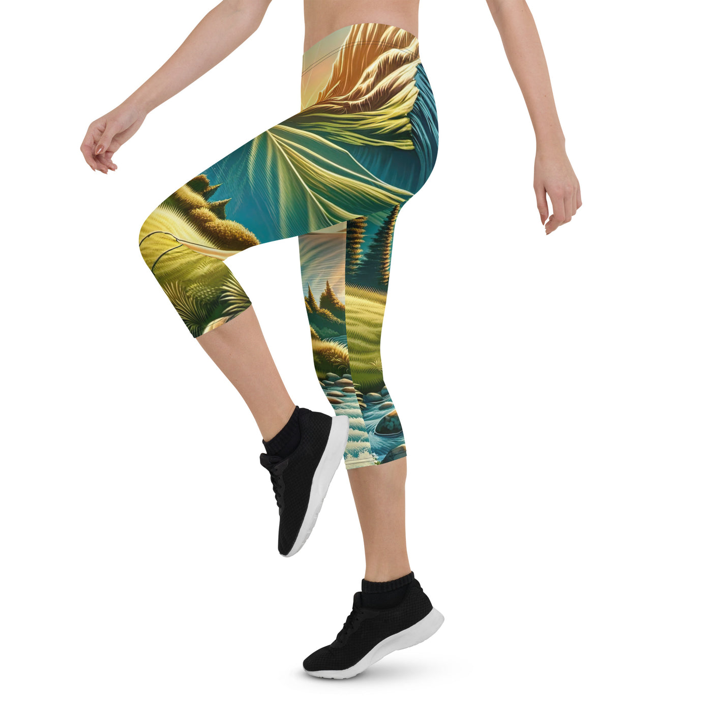 Zelt im Alpenmorgen mit goldenem Licht, Schneebergen und unberührten Seen - Capri Leggings (All-Over Print) berge xxx yyy zzz