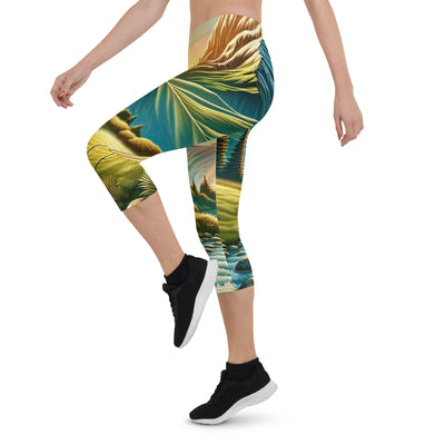 Zelt im Alpenmorgen mit goldenem Licht, Schneebergen und unberührten Seen - Capri Leggings (All-Over Print) berge xxx yyy zzz