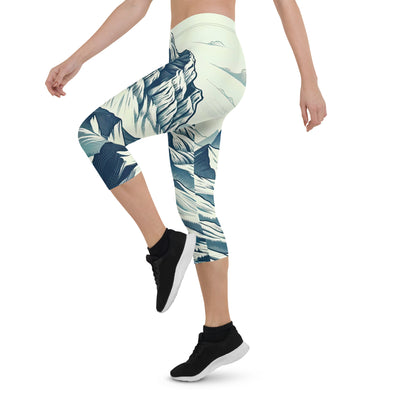 Ausgedehnte Bergkette mit dominierendem Gipfel und wehender Schweizer Flagge - Capri Leggings (All-Over Print) berge xxx yyy zzz