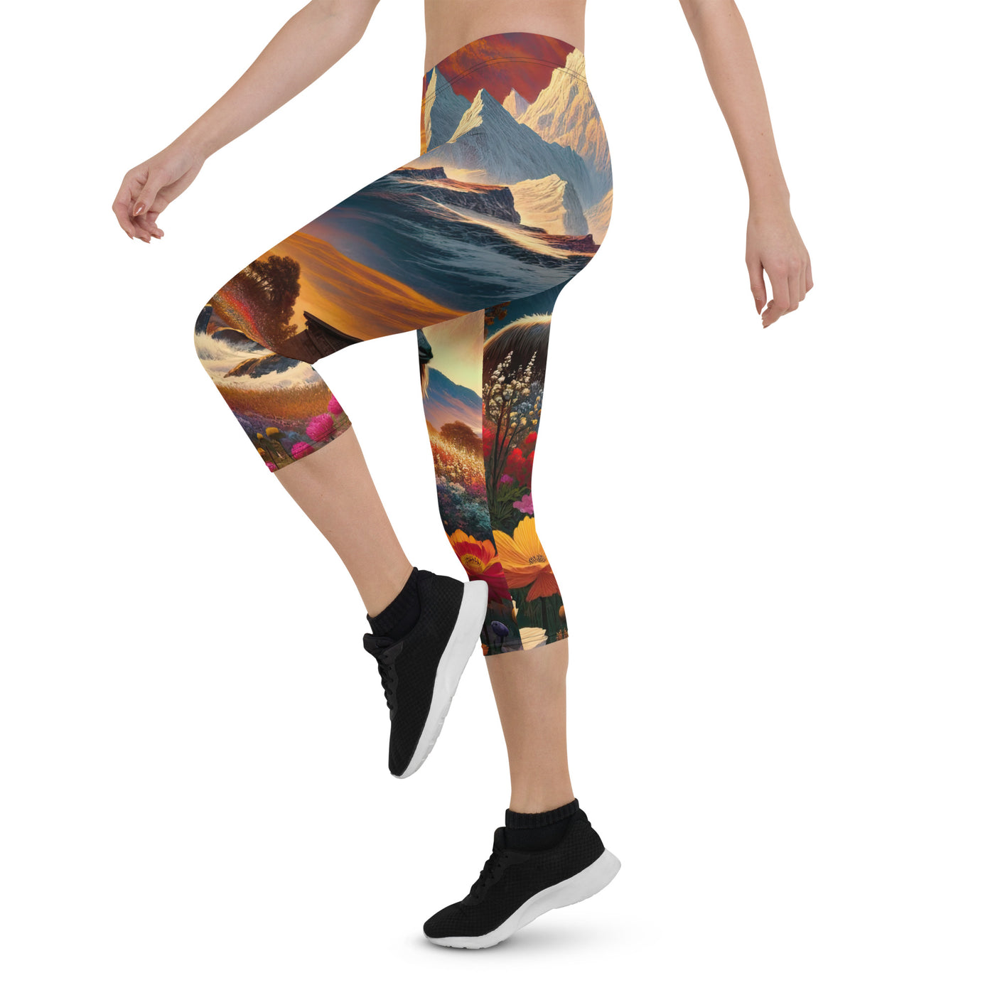 Magischer Alpenabend mit Hochlandkuh und goldener Sonnenkulisse - Capri Leggings (All-Over Print) berge xxx yyy zzz