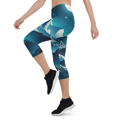 Sternenklare Nacht über den Alpen, Vollmondschein auf Schneegipfeln - Capri Leggings (All-Over Print) berge xxx yyy zzz