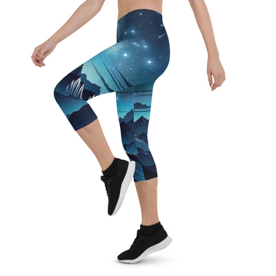 Alpen unter Sternenhimmel mit glitzernden Sternen und Meteoren - Capri Leggings (All-Over Print) berge xxx yyy zzz