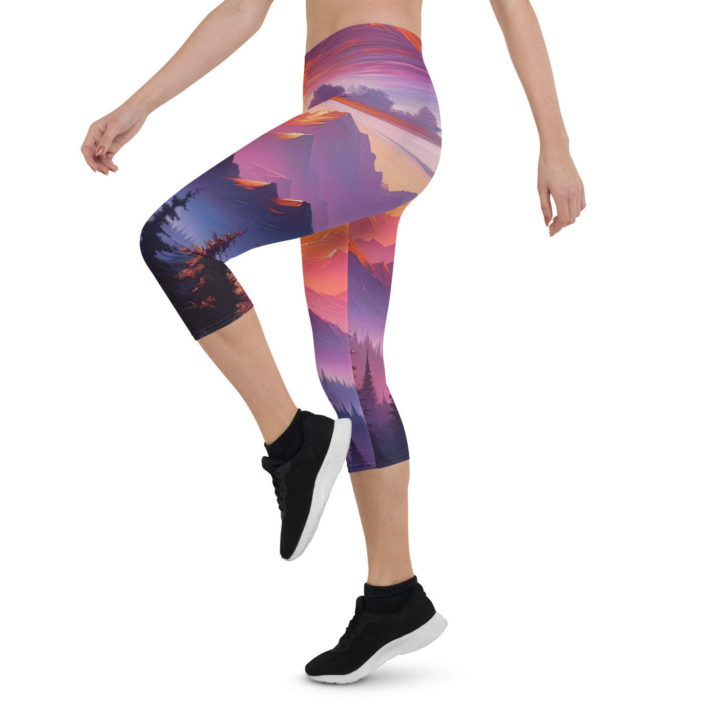 Ölgemälde der Alpenlandschaft im ätherischen Sonnenuntergang, himmlische Farbtöne - Capri Leggings (All-Over Print) berge xxx yyy zzz