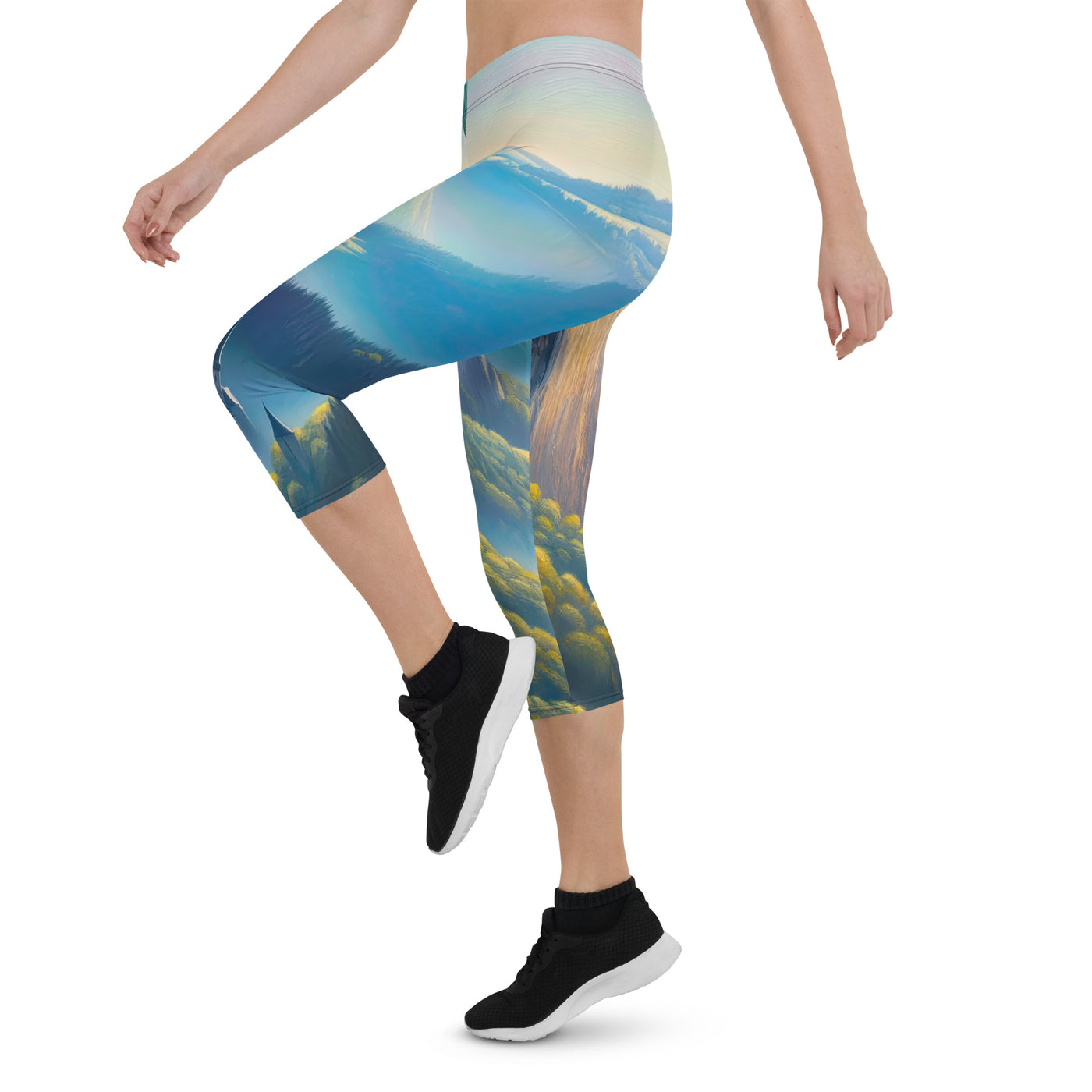 Ölgemälde einer ruhigen Szene in Luxemburg mit Heißluftballon und blauem Himmel - Capri Leggings (All-Over Print) berge xxx yyy zzz