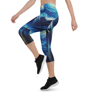 Sternennacht-Stil Ölgemälde der Alpen, himmlische Wirbelmuster - Capri Leggings (All-Over Print) berge xxx yyy zzz