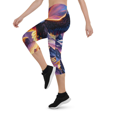 Ölgemälde eines Adlers im Sonnenaufgang der Alpen, gold-rosa beleuchtete Gipfel - Capri Leggings (All-Over Print) berge xxx yyy zzz