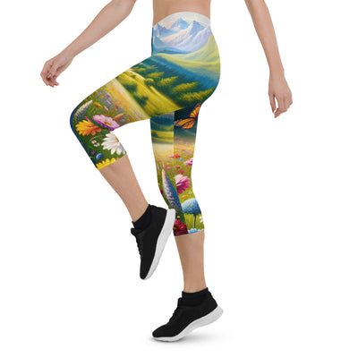 Ölgemälde einer ruhigen Almwiese, Oase mit bunter Wildblumenpracht - Capri Leggings (All-Over Print) camping xxx yyy zzz