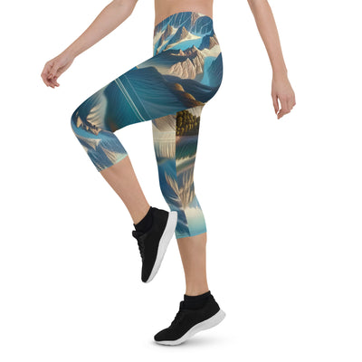 Ölgemälde eines unberührten Sees, der die Bergkette spiegelt - Capri Leggings (All-Over Print) berge xxx yyy zzz