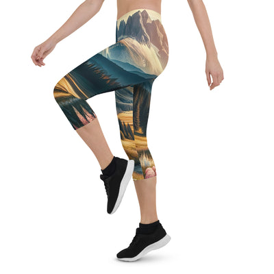 Quadratisches Kunstwerk der Alpen, majestätische Berge unter goldener Sonne - Capri Leggings (All-Over Print) berge xxx yyy zzz