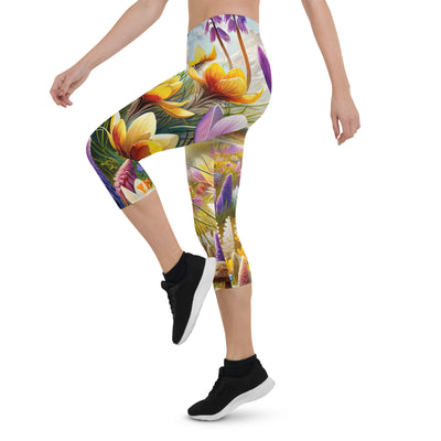 Aquarell einer ruhigen Almwiese, farbenfrohe Bergblumen in den Alpen - Capri Leggings (All-Over Print) berge xxx yyy zzz