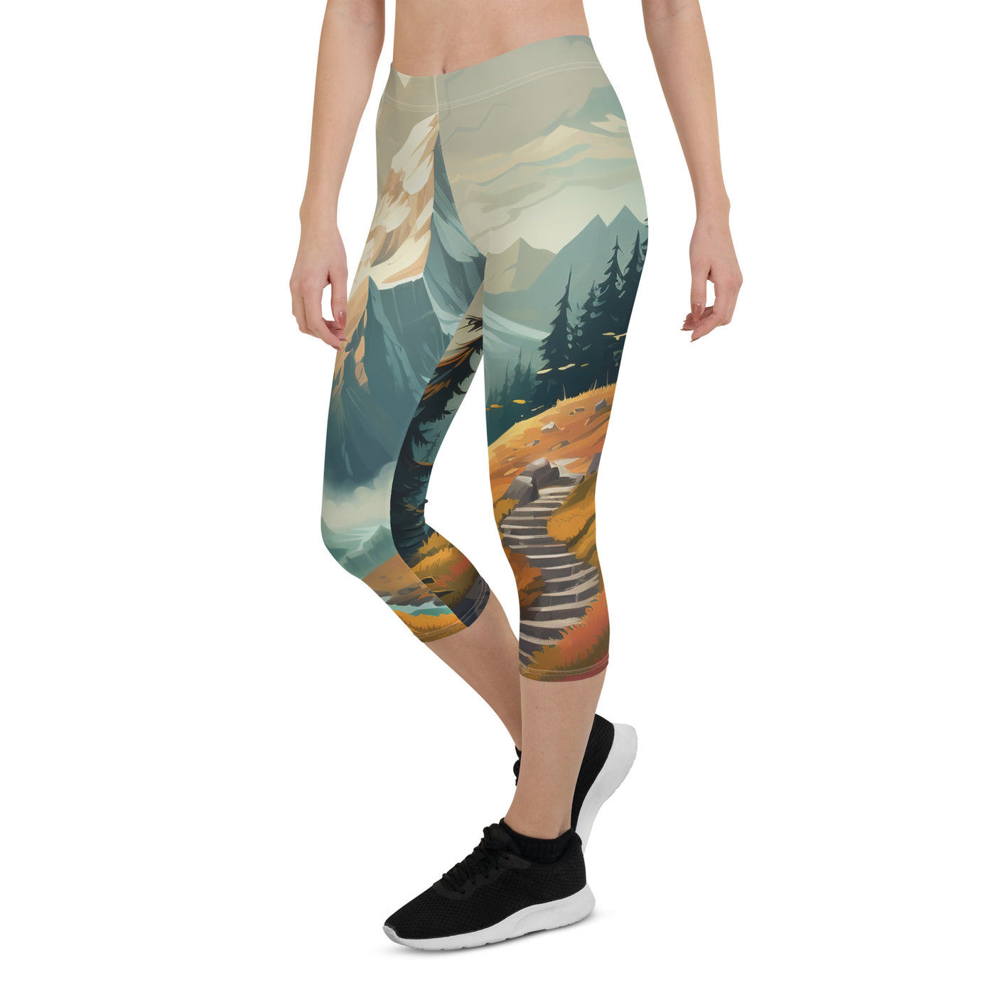 Berge, Wald und Wanderweg - Malerei - Capri Leggings (All-Over Print) berge xxx