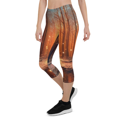 Bäume im Winter, Schnee, Sonnenaufgang und Fluss - Capri Leggings (All-Over Print) camping xxx