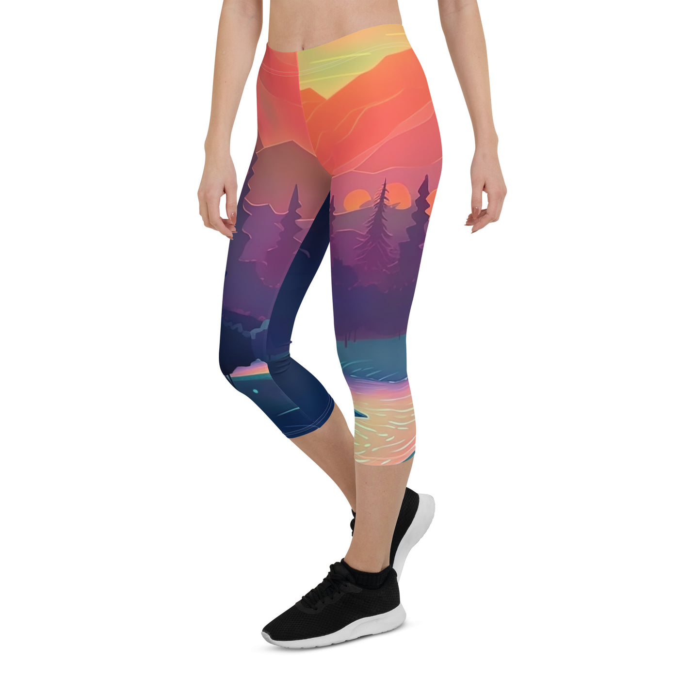 Berge, Fluss, Sonnenuntergang - Malerei - Capri Leggings (All-Over Print) berge xxx