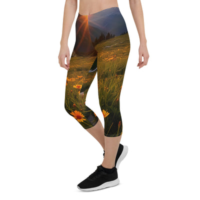 Gebirge, Sonnenblumen und Sonnenaufgang - Capri Leggings (All-Over Print) berge xxx