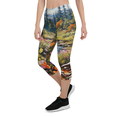 Berge, schöne Blumen und Bach im Wald - Capri Leggings (All-Over Print) berge xxx