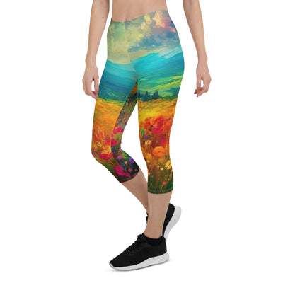 Berglandschaft und schöne farbige Blumen - Malerei - Capri Leggings (All-Over Print) berge xxx