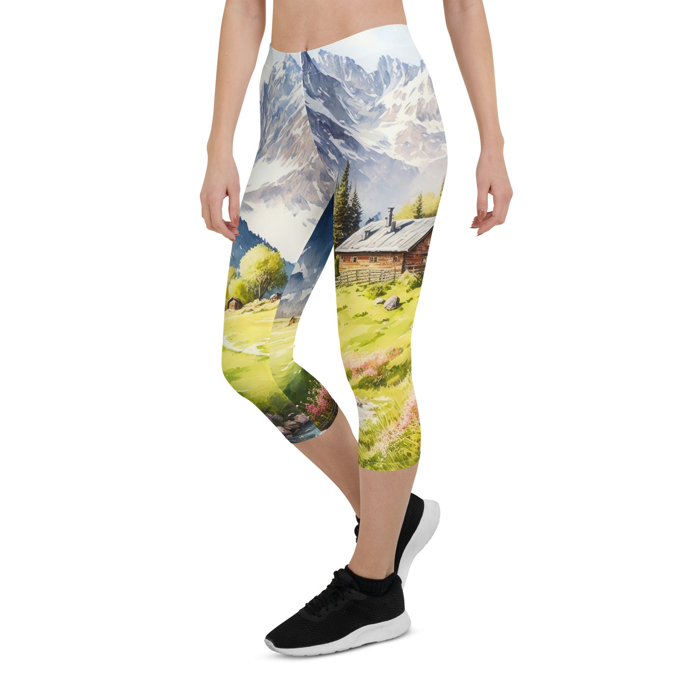 Epische Berge und Berghütte - Landschaftsmalerei - Capri Leggings (All-Over Print) berge xxx