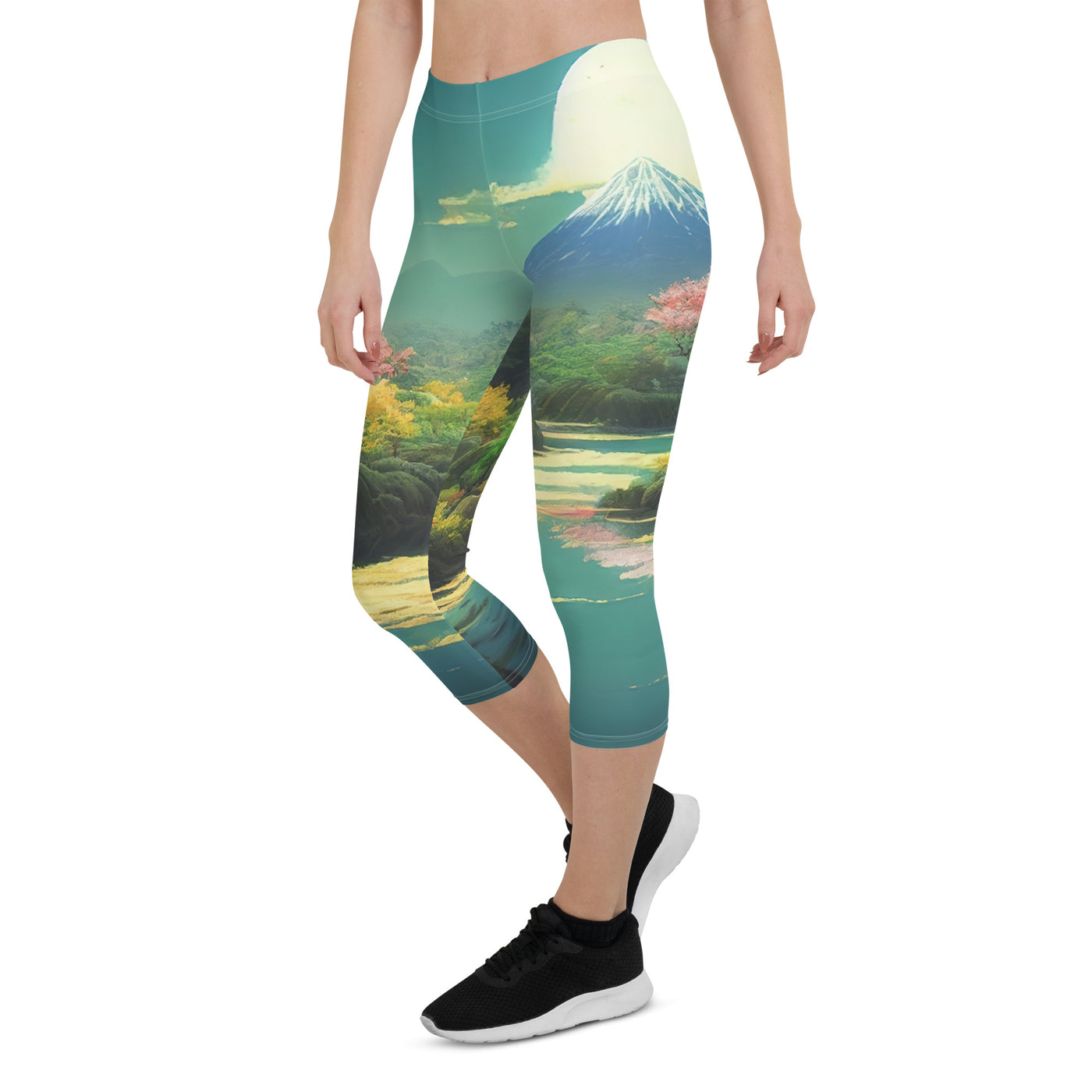 Berg, See und Wald mit pinken Bäumen - Landschaftsmalerei - Capri Leggings (All-Over Print) berge xxx