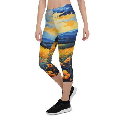 Berglandschaft mit schönen gelben Blumen - Landschaftsmalerei - Capri Leggings (All-Over Print) berge xxx