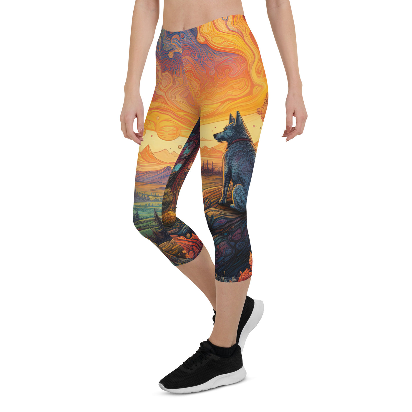 Hund auf Felsen - Epische bunte Landschaft - Malerei - Capri Leggings (All-Over Print) camping xxx