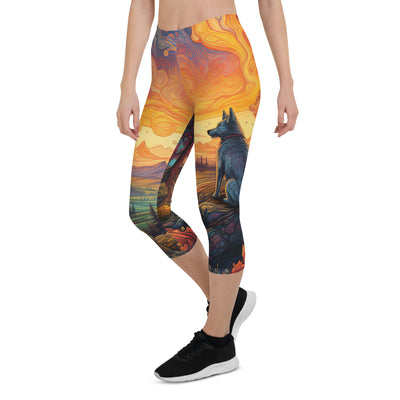 Hund auf Felsen - Epische bunte Landschaft - Malerei - Capri Leggings (All-Over Print) camping xxx