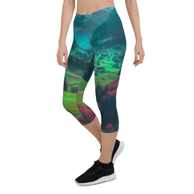 Berglandschaft und Dorf - Fotorealistische Malerei - Capri Leggings (All-Over Print) berge xxx