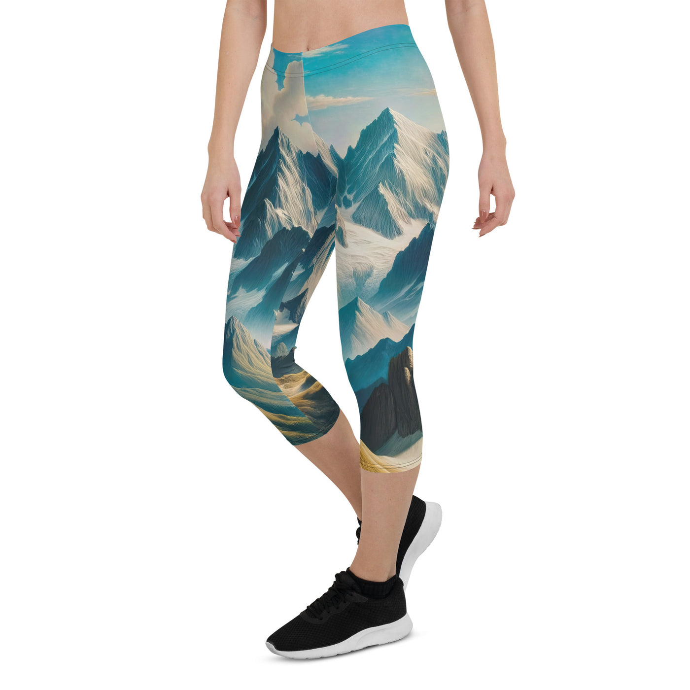 Ein Gemälde von Bergen, das eine epische Atmosphäre ausstrahlt. Kunst der Frührenaissance - Capri Leggings (All-Over Print) berge xxx yyy zzz