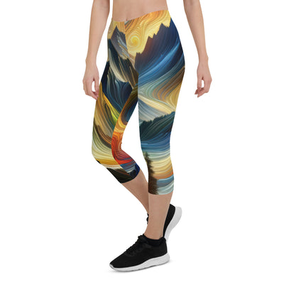 Abstraktes Kunstgemälde der Alpen mit wirbelnden, lebendigen Farben und dynamischen Mustern. Wanderer Silhouette - All-Over Print Capri wandern xxx yyy zzz