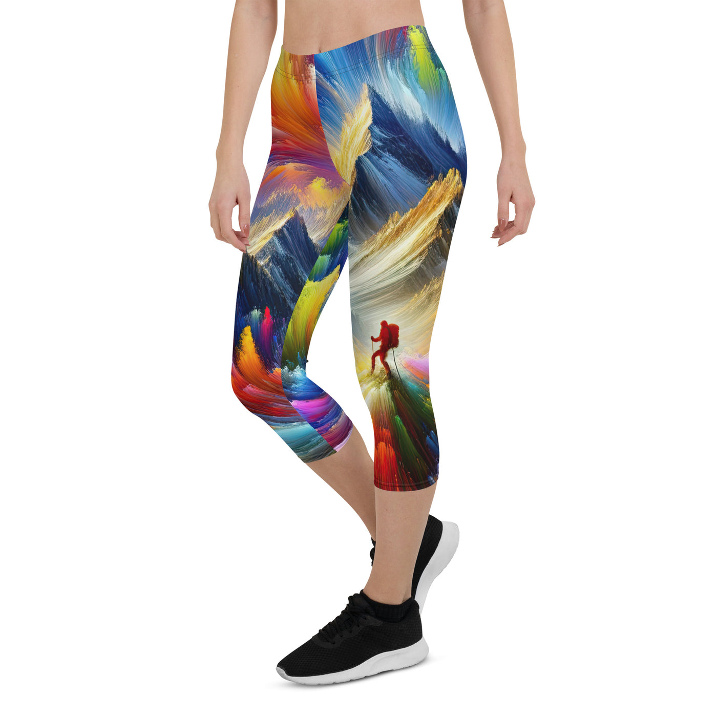 Alpen im Farbsturm mit erleuchtetem Wanderer - Abstrakt - Capri Leggings (All-Over Print) wandern xxx yyy zzz