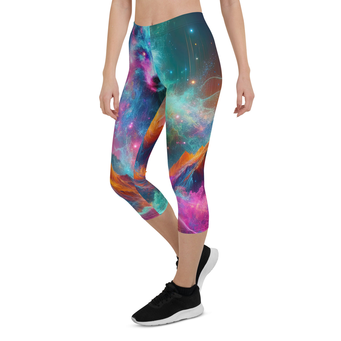 Alpen und Wolf: Lebendige Farben und schimmernde Lichtpartikel (AN) - Capri Leggings (All-Over Print) xxx yyy zzz