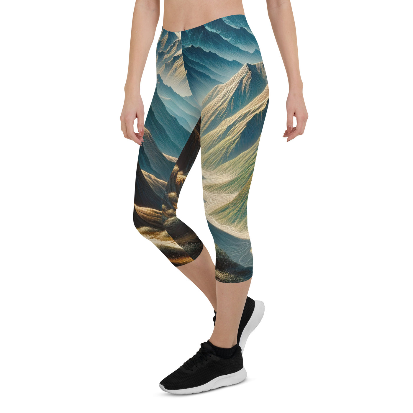 Berglandschaft: Acrylgemälde mit hervorgehobenem Pfad - Capri Leggings (All-Over Print) berge xxx yyy zzz