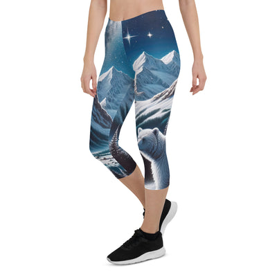 Sternennacht und Eisbär: Acrylgemälde mit Milchstraße, Alpen und schneebedeckte Gipfel - Capri Leggings (All-Over Print) camping xxx yyy zzz