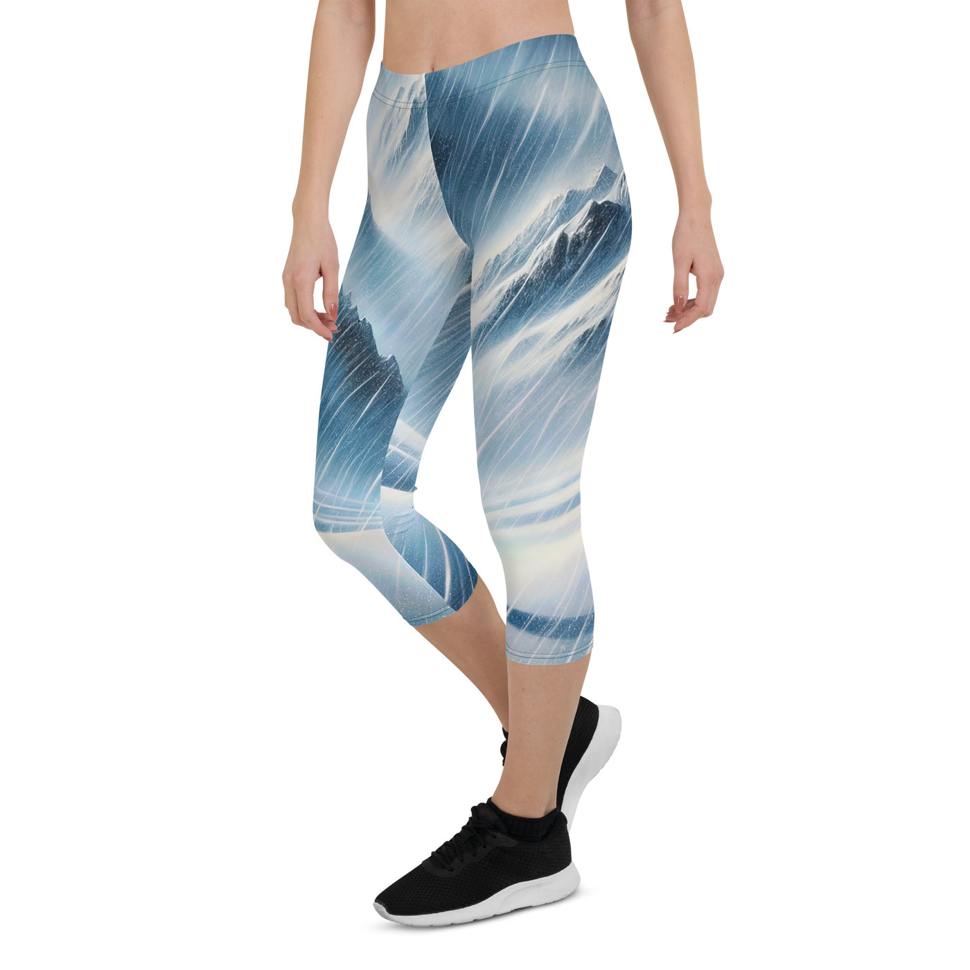 Wanderer und Bergsteiger im Schneesturm: Acrylgemälde der Alpen - Capri Leggings (All-Over Print) wandern xxx yyy zzz