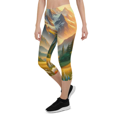 Heitere Alpenschönheit: Schneeberge und Wildblumenwiesen - Capri Leggings (All-Over Print) berge xxx yyy zzz