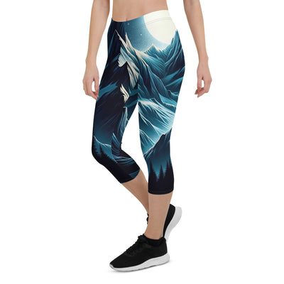 Alpennacht mit Zelt: Mondglanz auf Gipfeln und Tälern, sternenklarer Himmel - Capri Leggings (All-Over Print) berge xxx yyy zzz