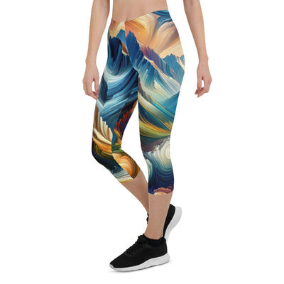 Abstrakte Kunst der Alpen mit lebendigen Farben und wirbelnden Mustern, majestätischen Gipfel und Täler - Capri Leggings (All-Over Print) berge xxx yyy zzz