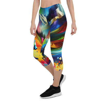 Neonfarbener Alpen Bär in abstrakten geometrischen Formen - Capri Leggings (All-Over Print) camping xxx yyy zzz