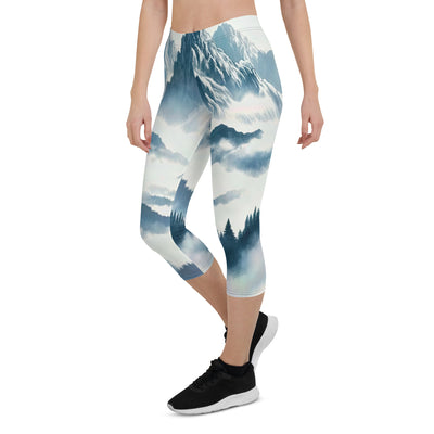 Nebeliger Alpenmorgen-Essenz, verdeckte Täler und Wälder - Capri Leggings (All-Over Print) berge xxx yyy zzz