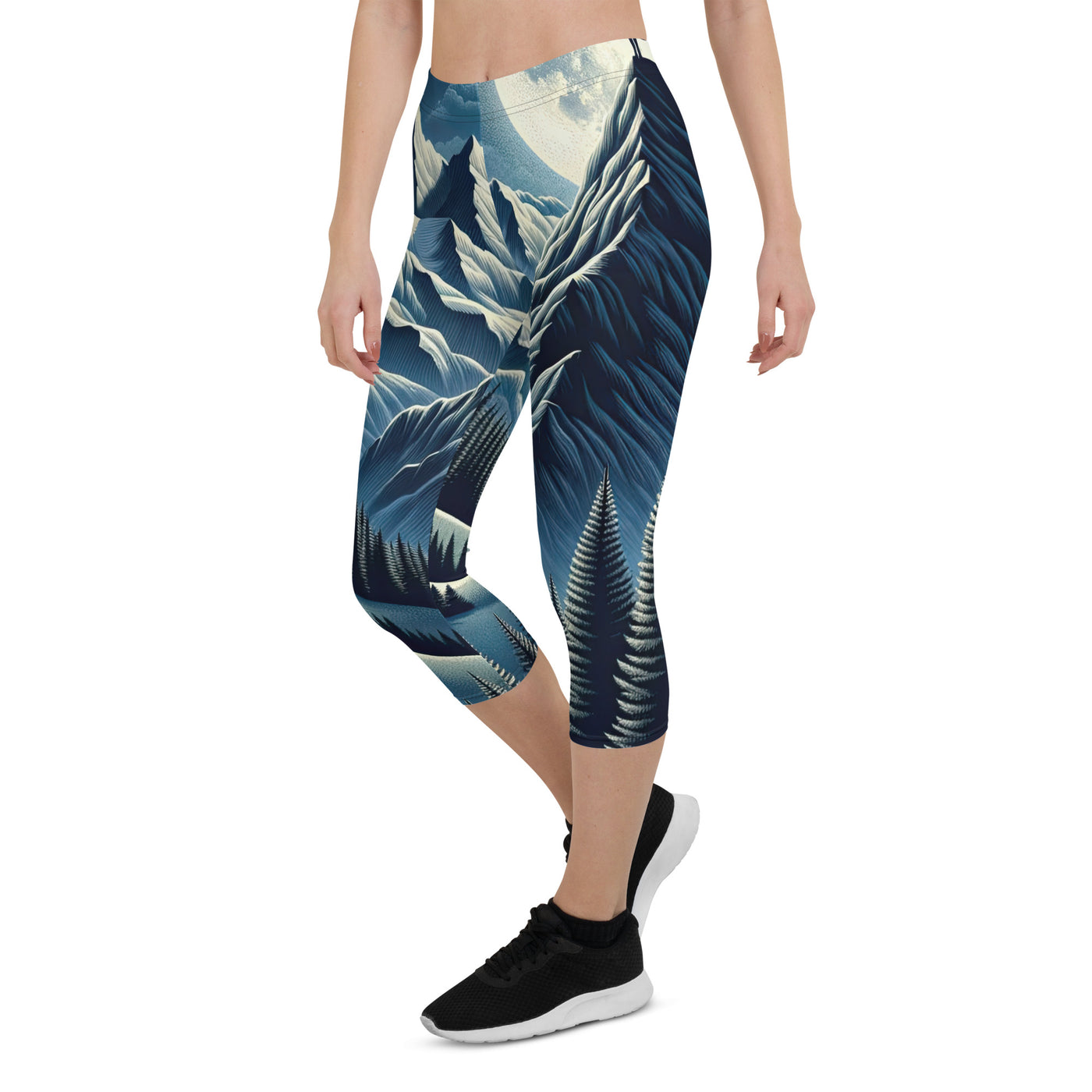 Steinbock in Alpennacht, silberne Berge und Sternenhimmel - Capri Leggings (All-Over Print) berge xxx yyy zzz