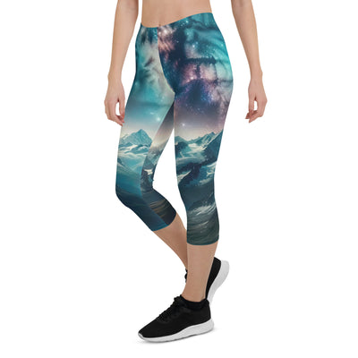 Alpennacht mit Milchstraße: Digitale Kunst mit Bergen und Sternenhimmel - Capri Leggings (All-Over Print) wandern xxx yyy zzz