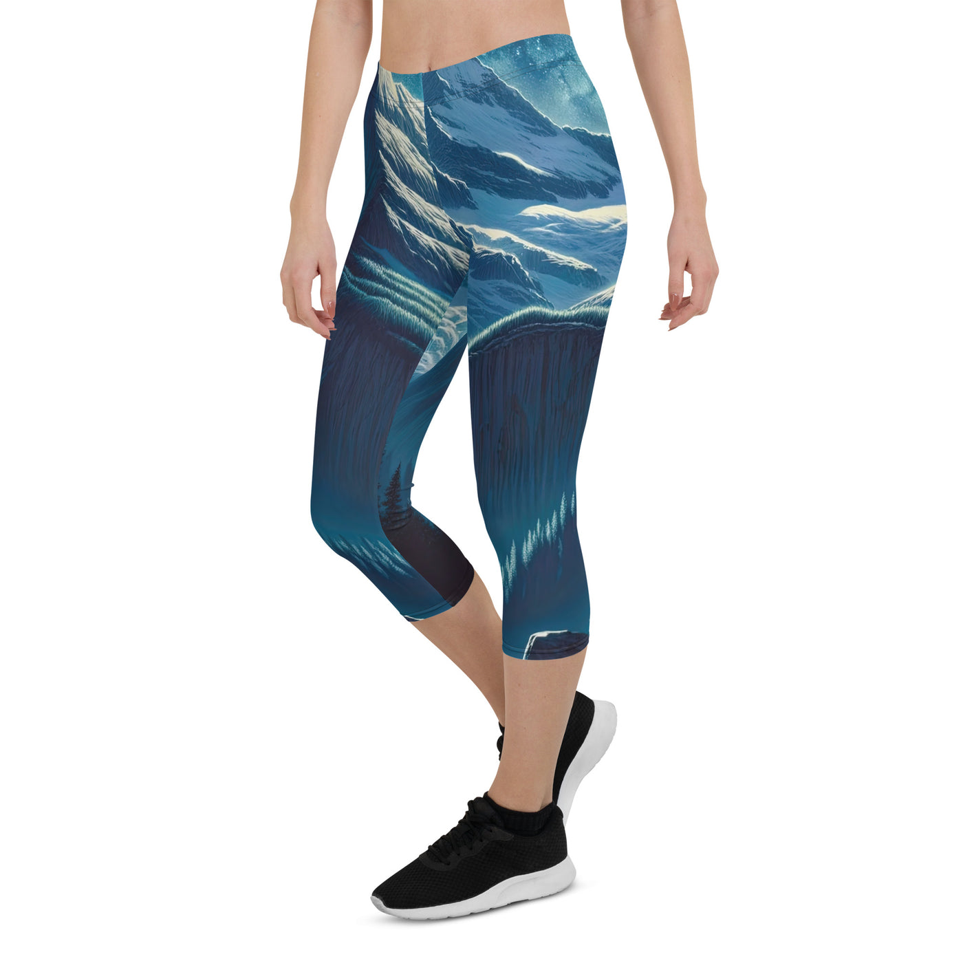 Legendäre Alpennacht, Mondlicht-Berge unter Sternenhimmel - Capri Leggings (All-Over Print) berge xxx yyy zzz