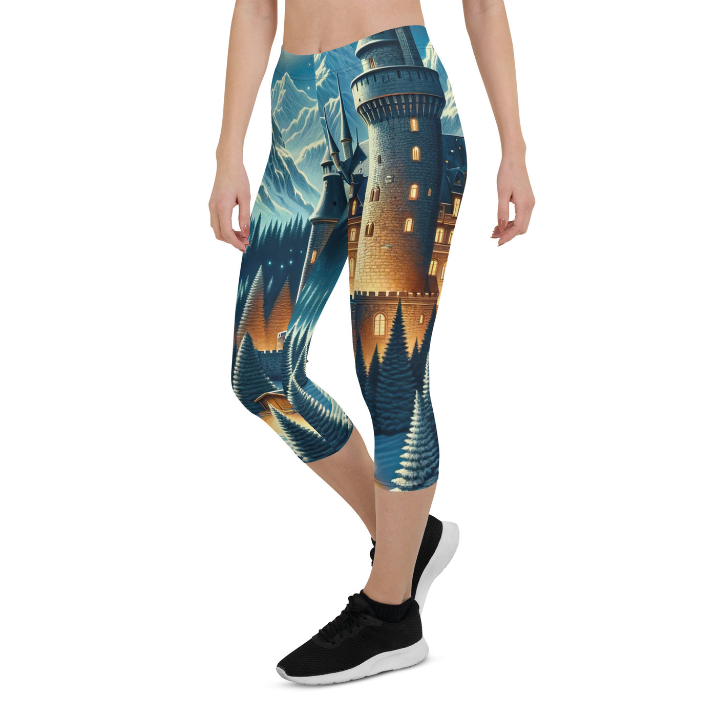 Mondhelle Schlossnacht in den Alpen, sternenklarer Himmel - Capri Leggings (All-Over Print) berge xxx yyy zzz